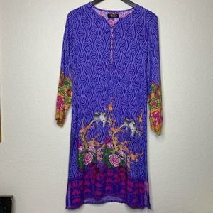 Chinyere long sleeve bird tunic with split sides